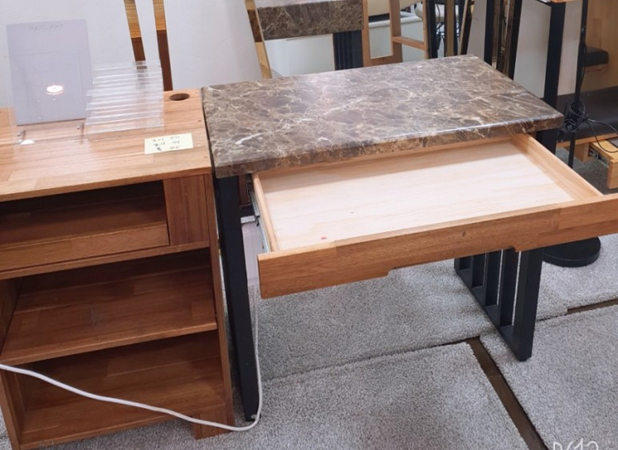 1인 대리석테이블 사이드수납 세트
