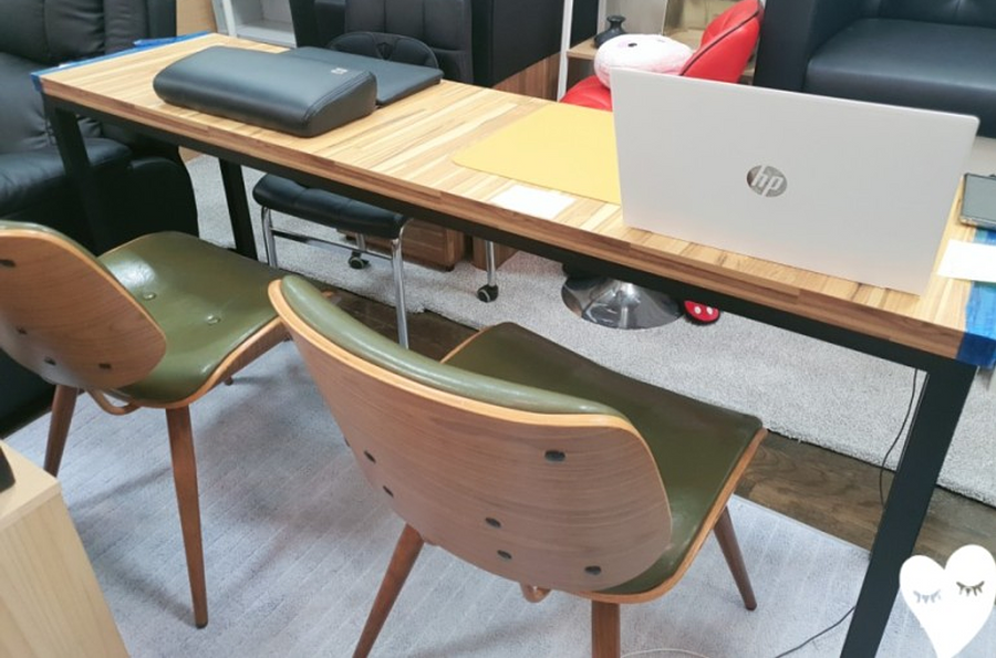 2인/3인시술대 원목 블랙 다리 테이블