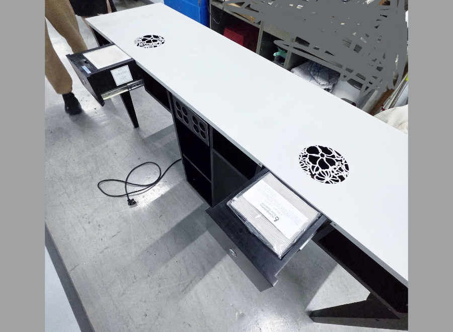 블랙 2인 흡진 네일시술대